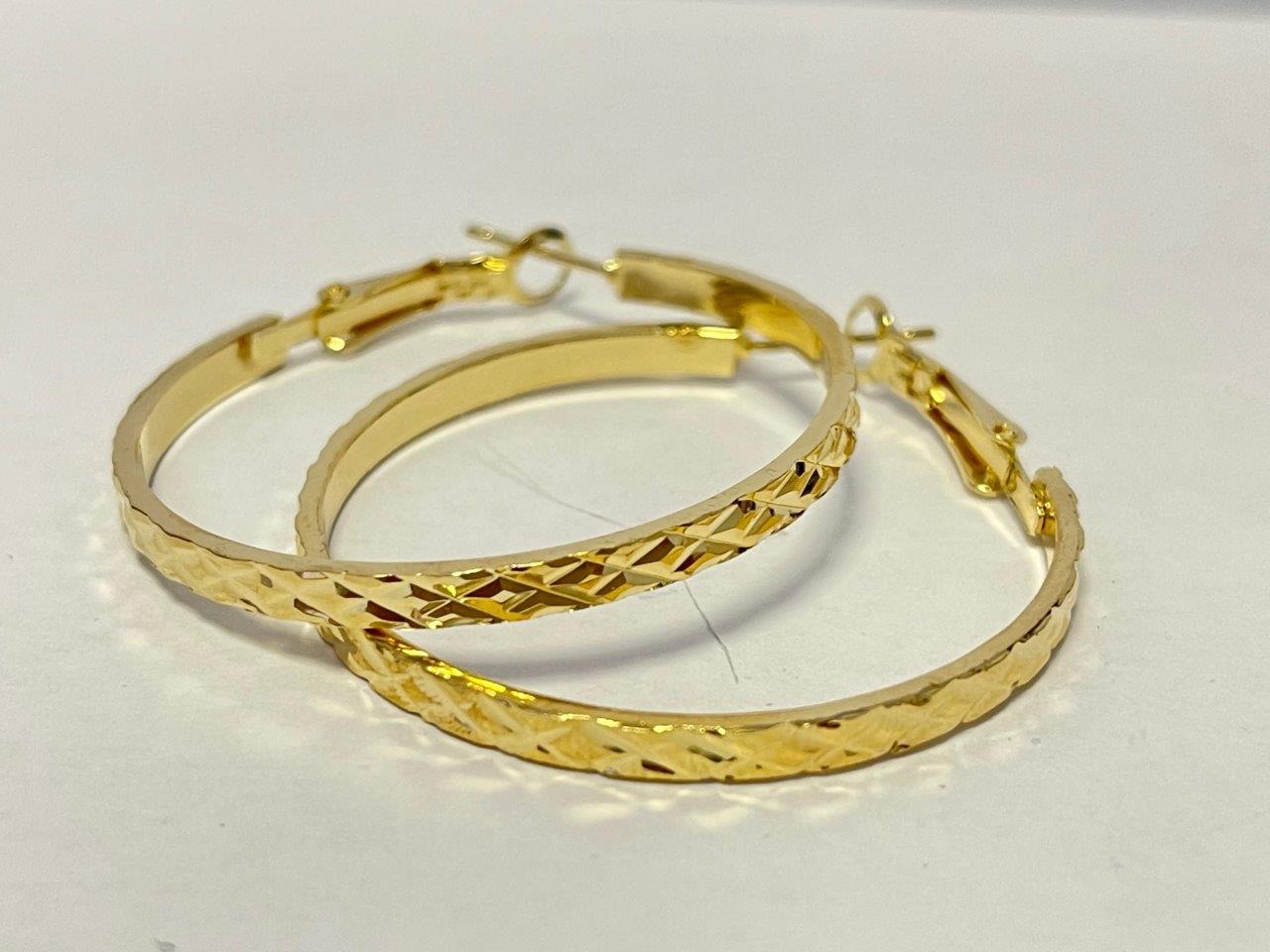 Set of 2 Pairs Sparkle Cut Hoop Earrings