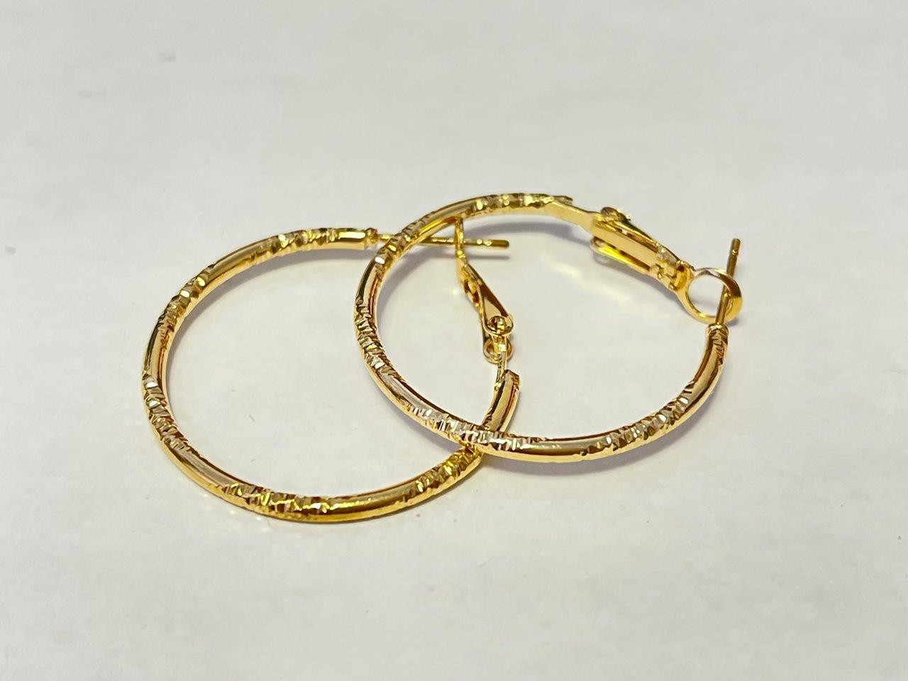Set of 2 Pairs Sparkle Cut Hoop Earrings