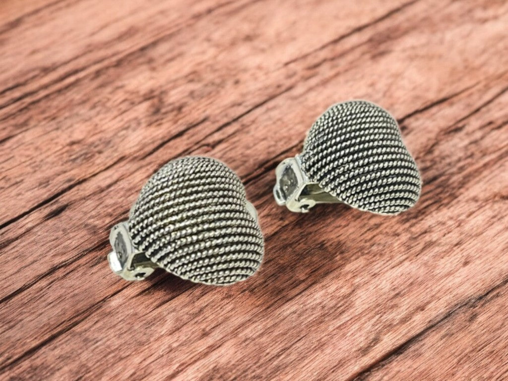 Crystal Silver Tone Heart-Shaped Stud Non Pierced Clip on Earrings