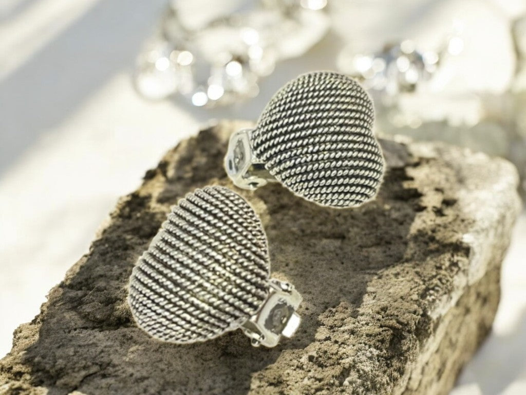 Crystal Silver Tone Heart-Shaped Stud Non Pierced Clip on Earrings