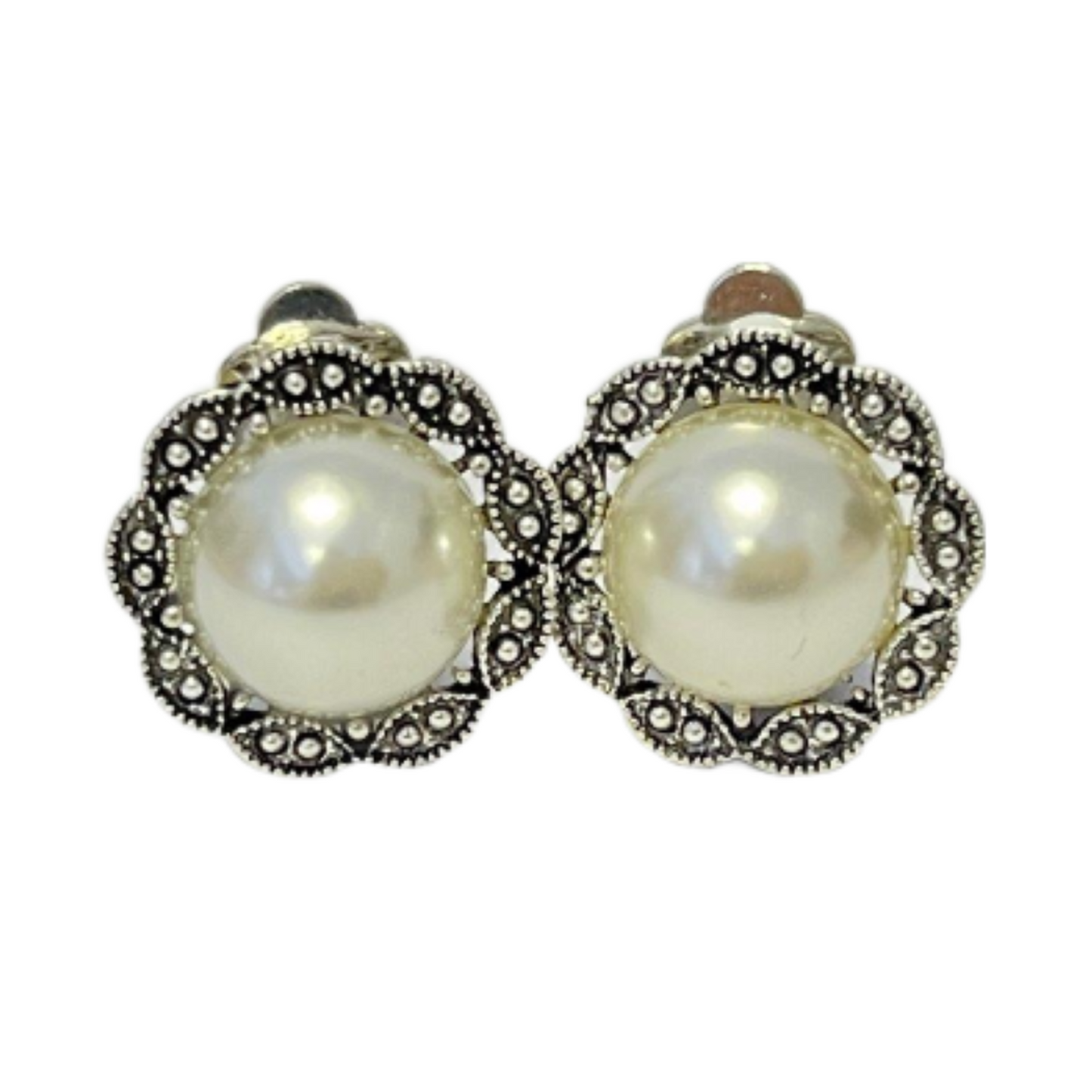 Pearl Round Non Pierced Clip on Stud Earrings