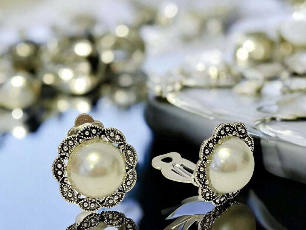 Pearl Round Non Pierced Clip on Stud Earrings