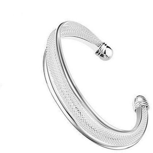 Double Wire Mesh Silver Plated Fashion Bangle