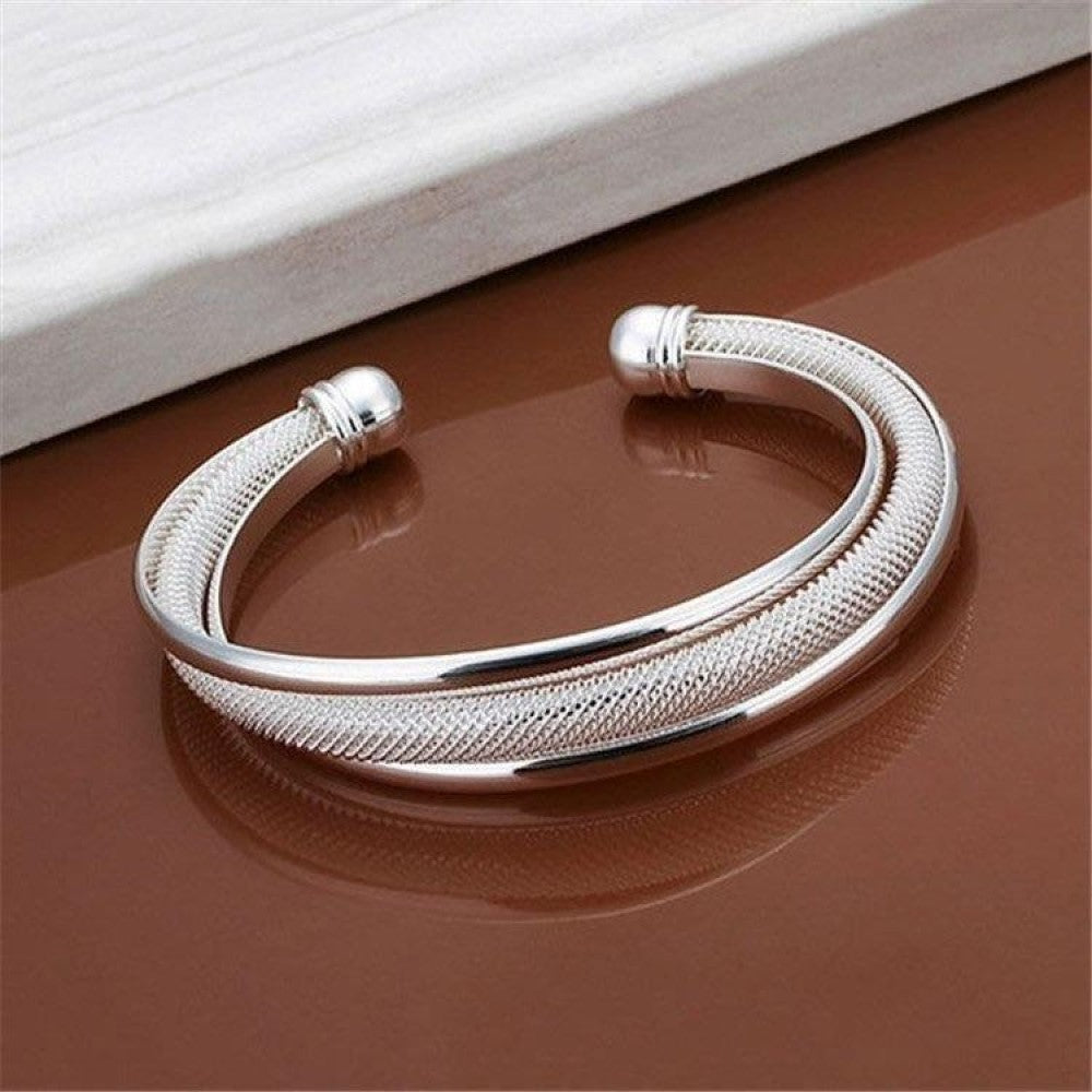 Double Wire Mesh Silver Plated Fashion Bangle