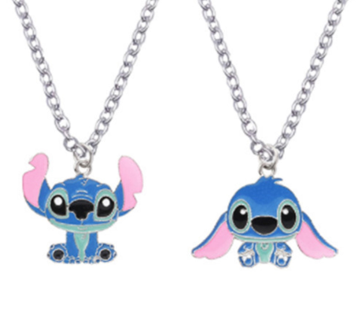 Lilo & Stitch Blue Ohana Enamel Silver Pendant Necklace