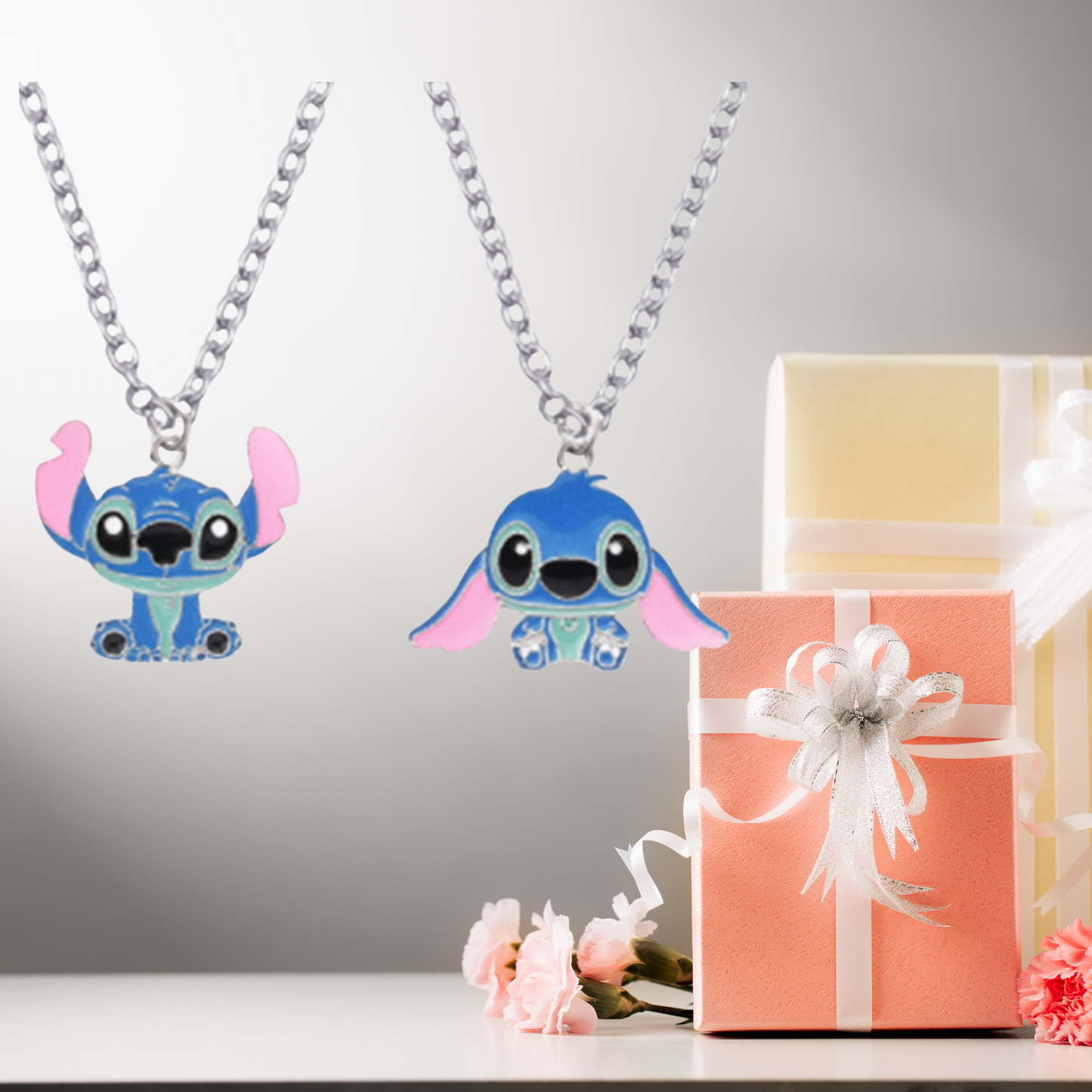 Lilo & Stitch Blue Ohana Enamel Silver Pendant Necklace