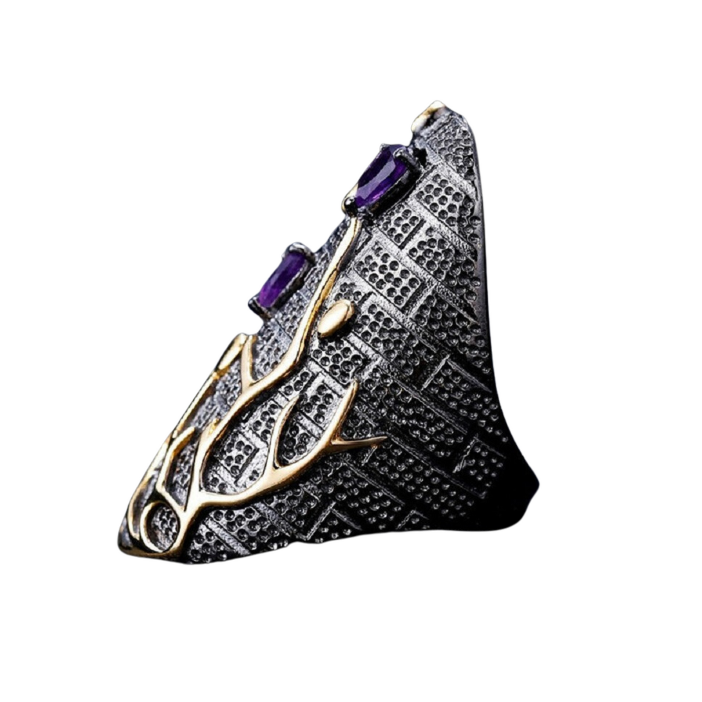 Tungsten Tree Purple Gemstone Gold Ring
