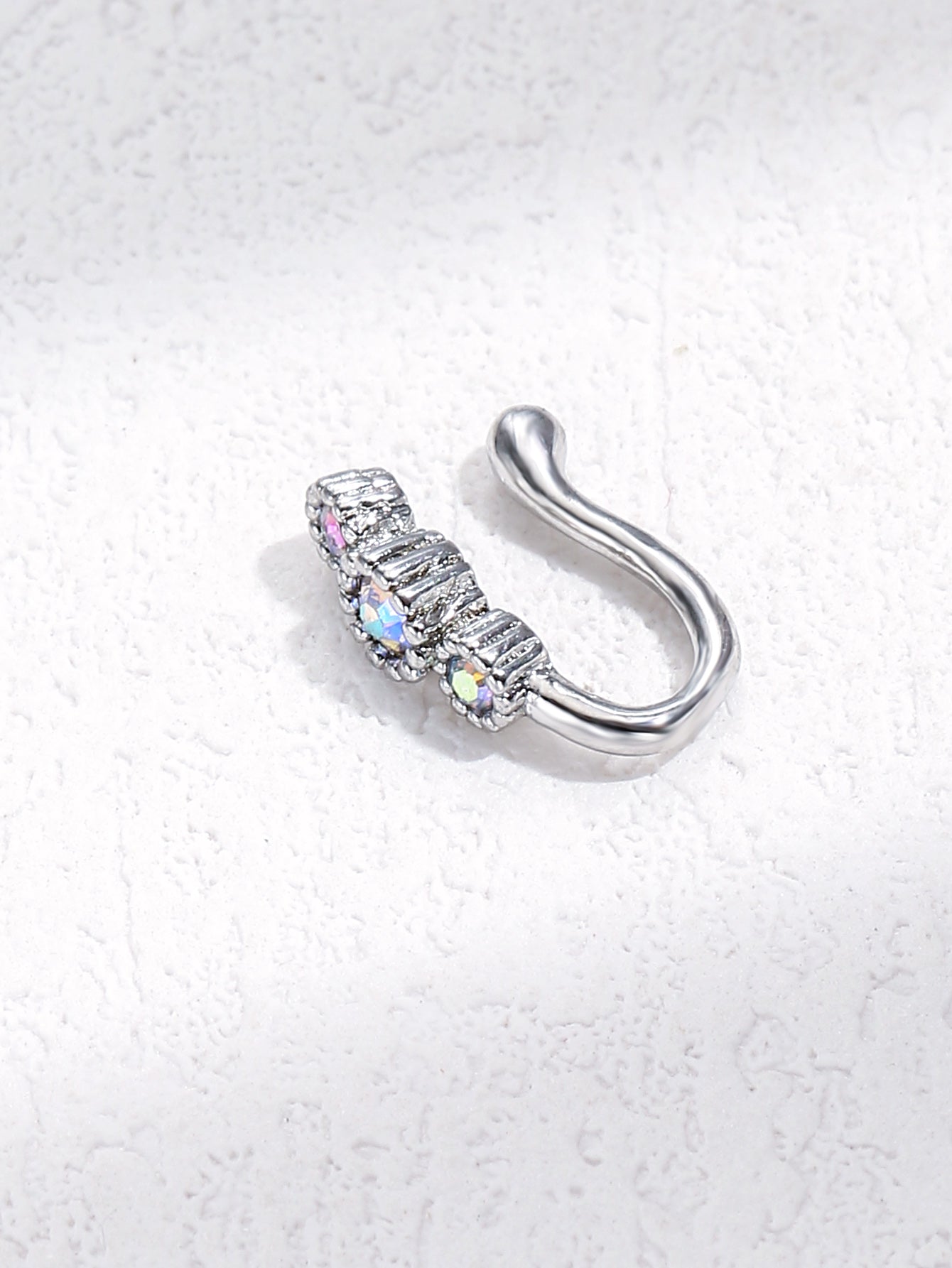 Three Stone Colourful Gem Crystal Nose Clip Body Jewellery
