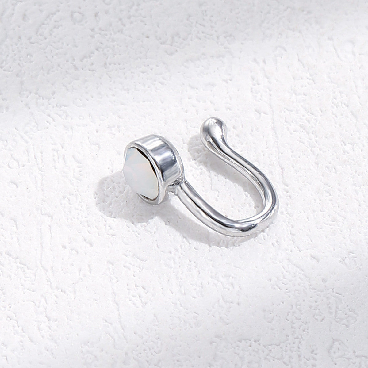 White Stone Gemstone Nose Clip Body Jewellery