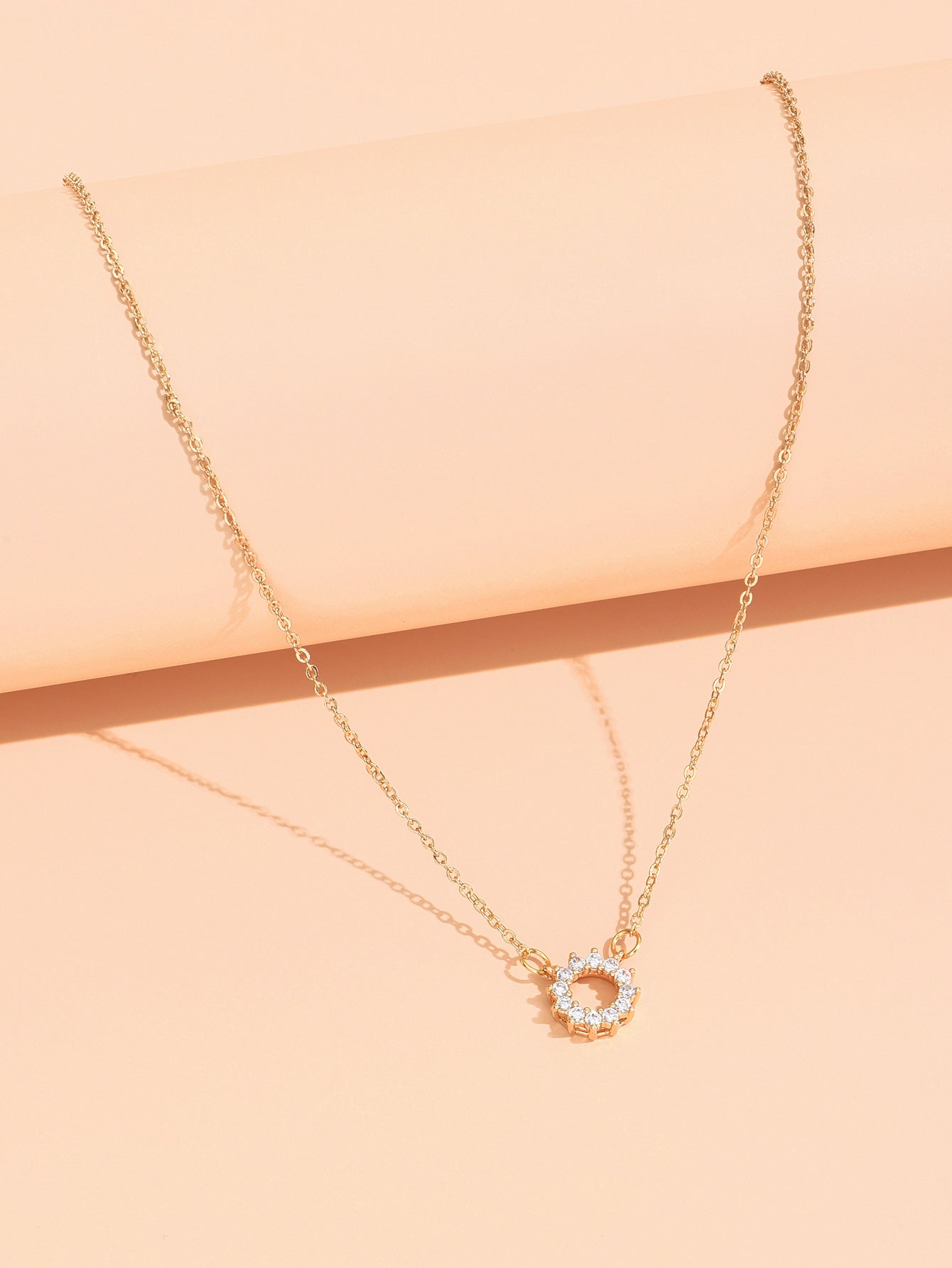 Hoop Crystal Simulated Clear Diamond Circle Round Pendant Necklace