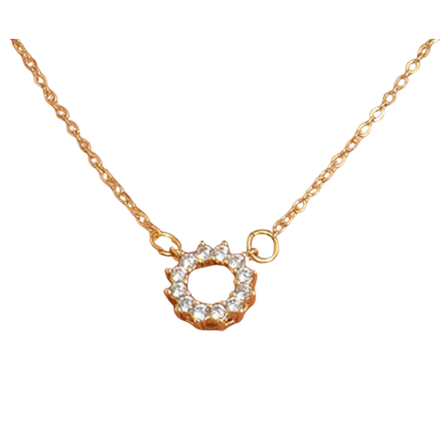 Hoop Crystal Simulated Clear Diamond Circle Round Pendant Necklace