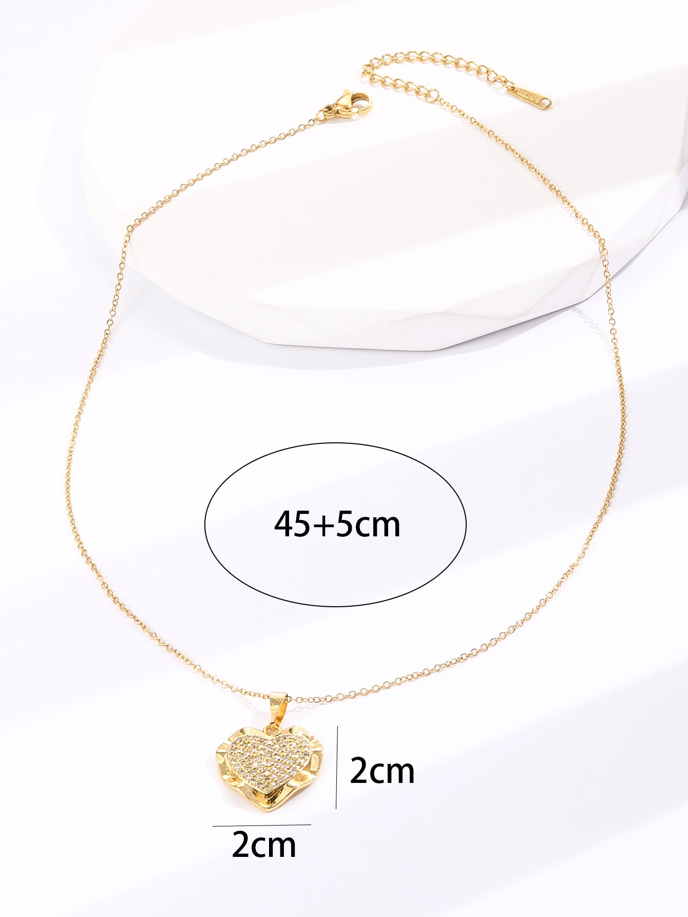 Crystal Filled Heart Shaped Gold Tone Pendant Necklace
