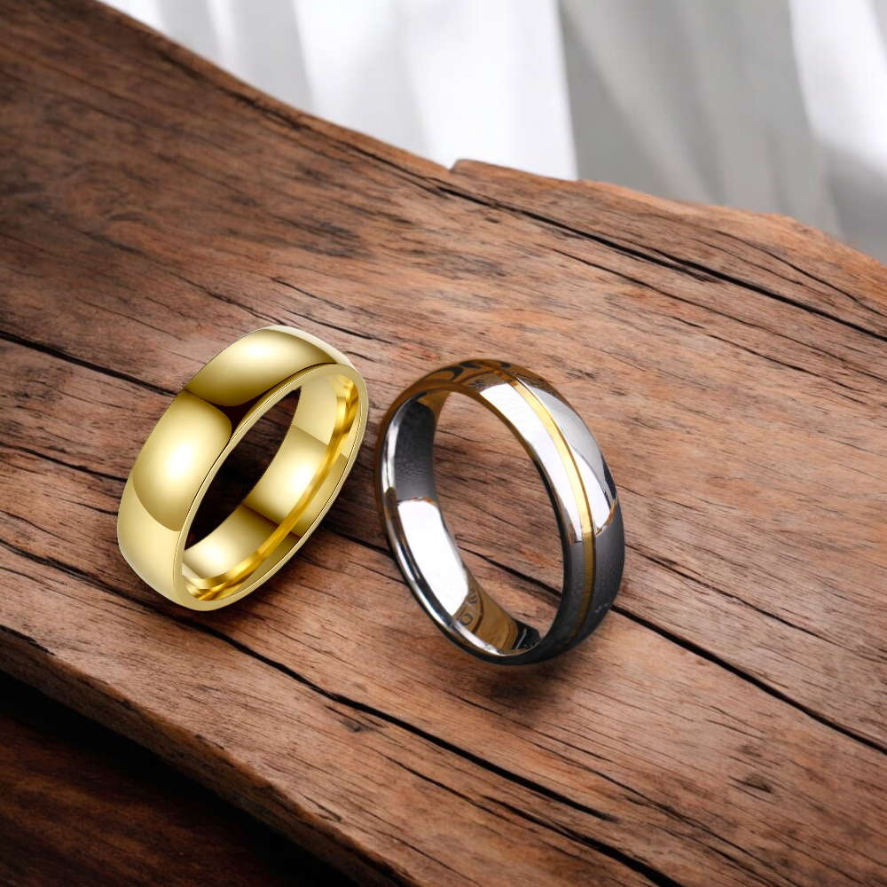 Men’s 24K Gold and Silver Plated Band Wedding Ring
