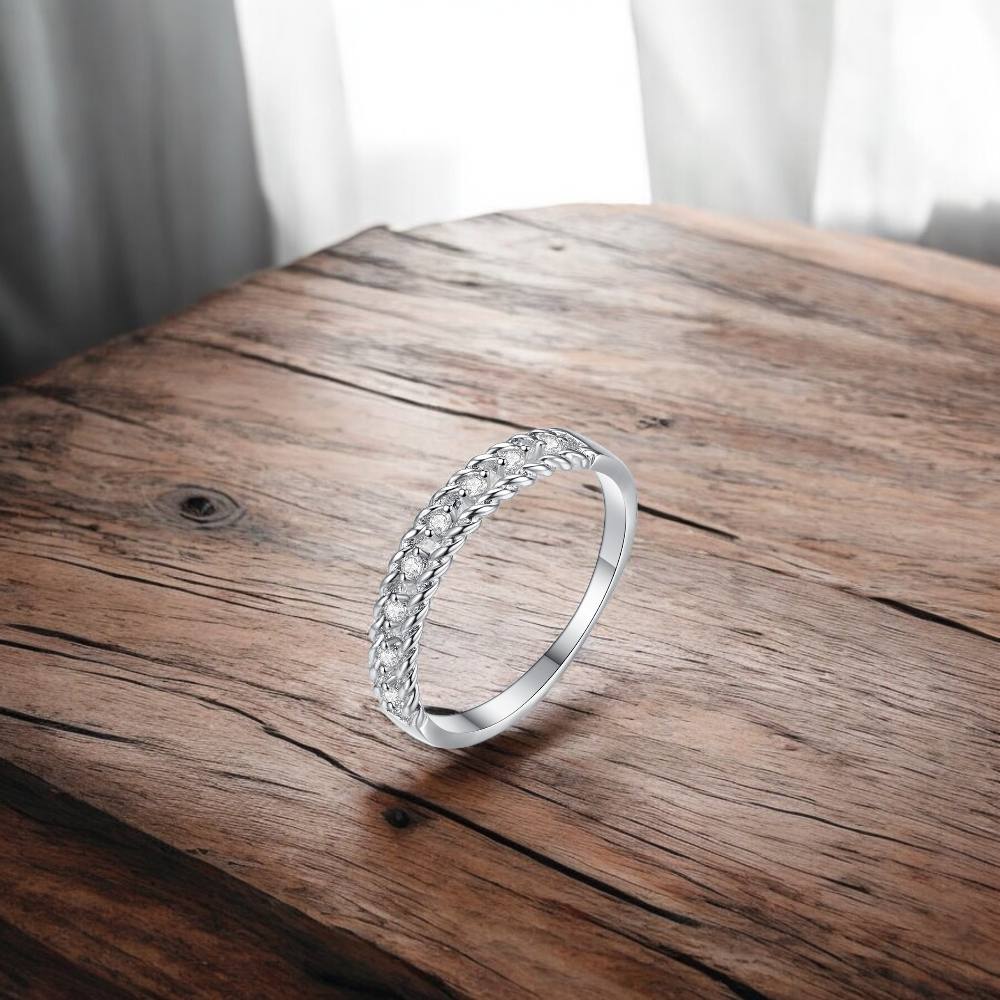 Twisted Band Crystal Ring