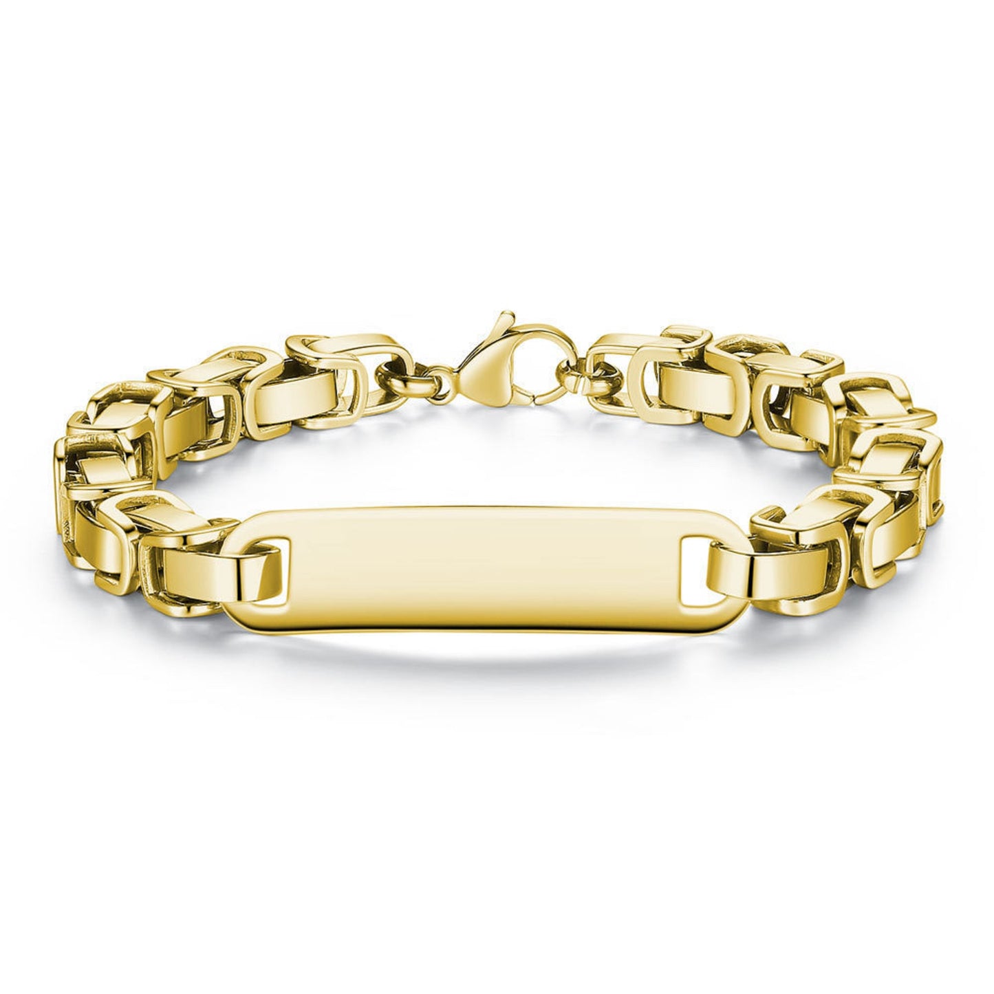 316L Stainless Steel Gold Tone Cuban Chain interlocking Men Bracelet