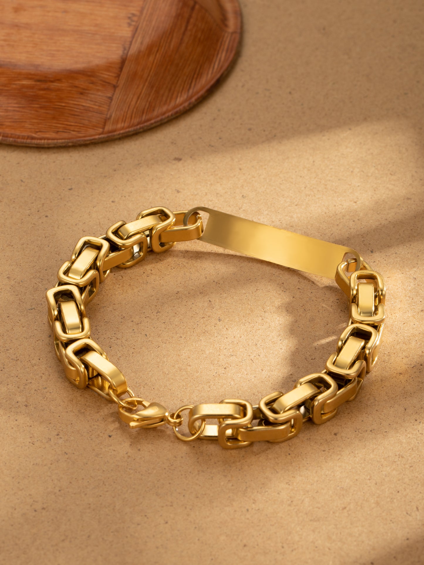 316L Stainless Steel Gold Tone Cuban Chain interlocking Men Bracelet