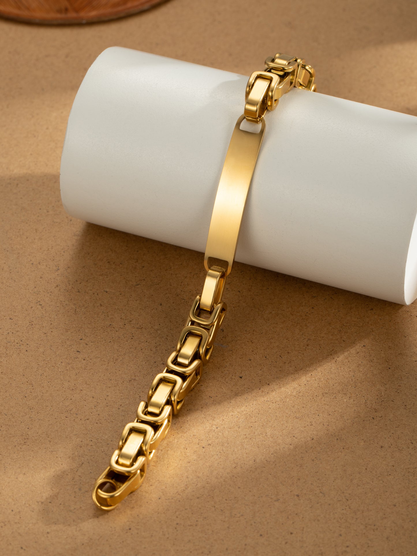 316L Stainless Steel Gold Tone Cuban Chain interlocking Men Bracelet