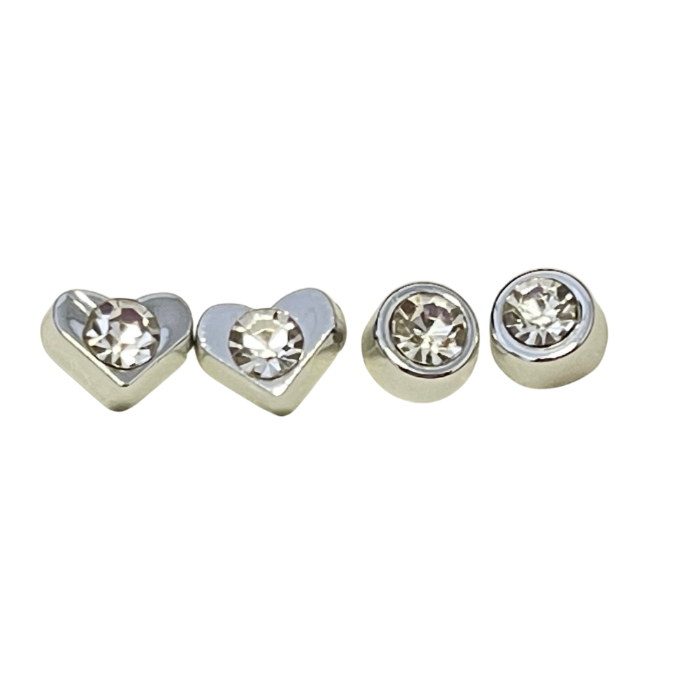 Set of 2 Pairs Nylon Posts Plastic Posts Crystal Stud Hypoallergenic Earrings
