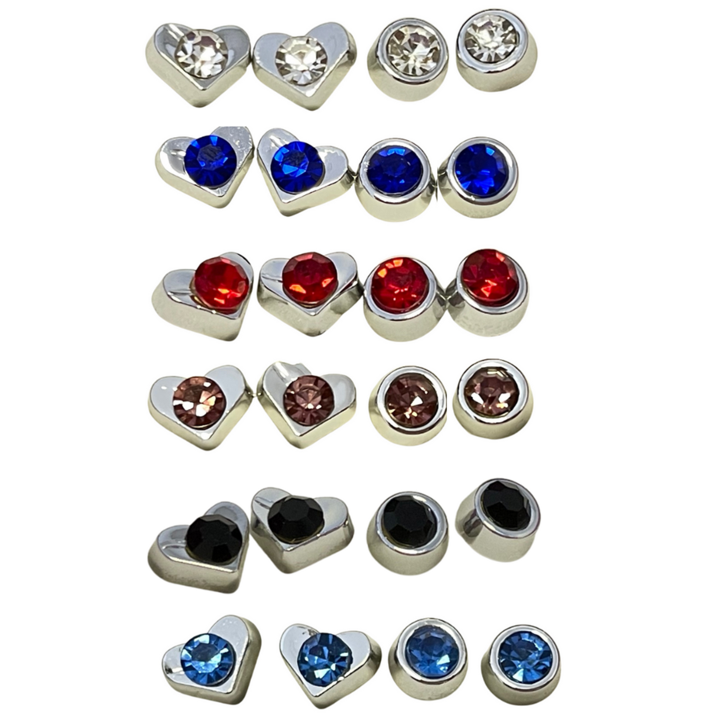 Set of 2 Pairs Nylon Posts Plastic Posts Crystal Stud Hypoallergenic Earrings