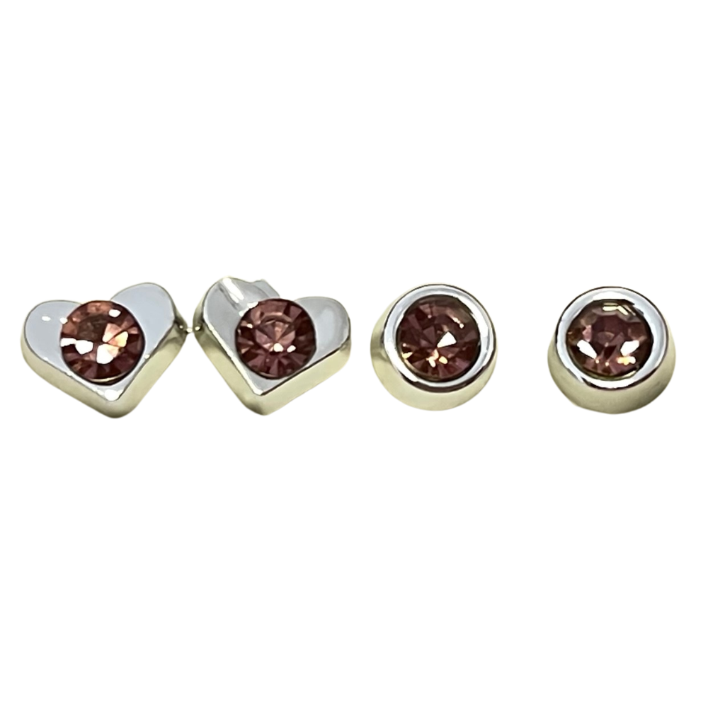 Set of 2 Pairs Nylon Posts Plastic Posts Crystal Stud Hypoallergenic Earrings