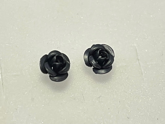 2 Pairs – Delicate Floral 3D Craved Rose Nylon Plastic Posts Stud Hypoallergenic Earrings