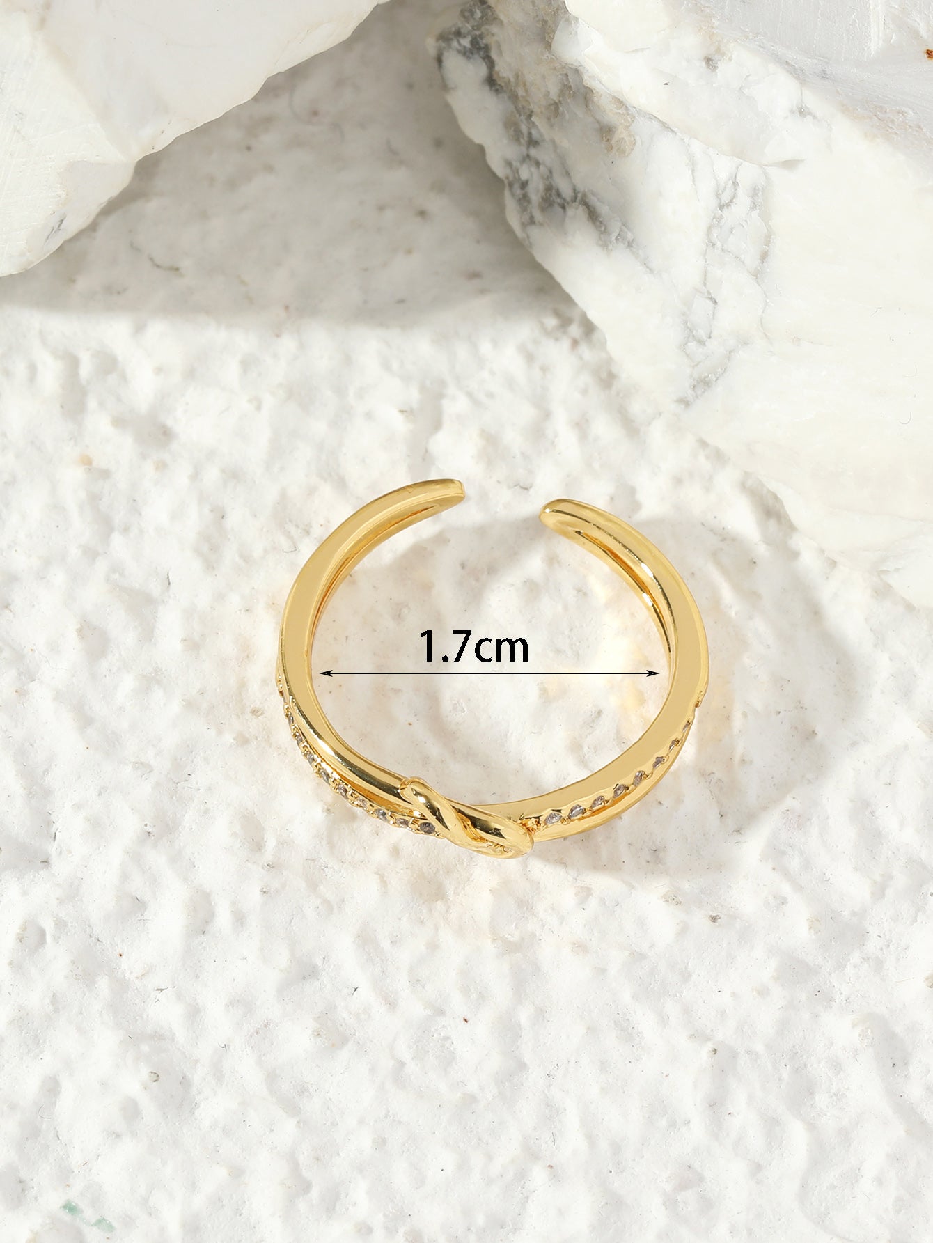Love Heart Zircon Crystal Open Ring Adjustable