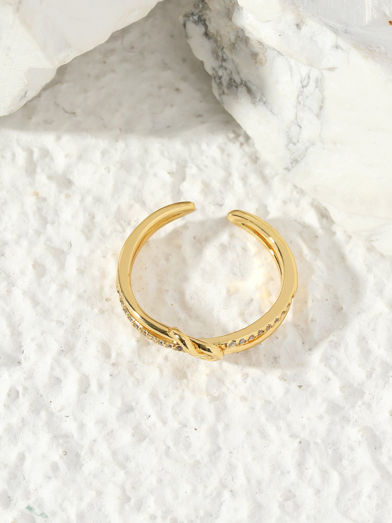 Love Heart Zircon Crystal Open Ring Adjustable