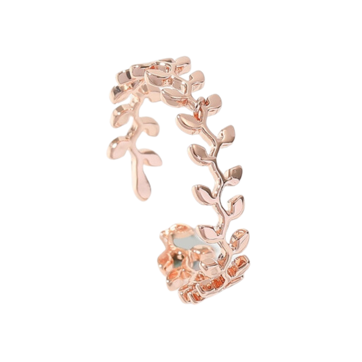 Leaf Design Wrap Cuff Open Ring Adjustable in Gold or Rosegold