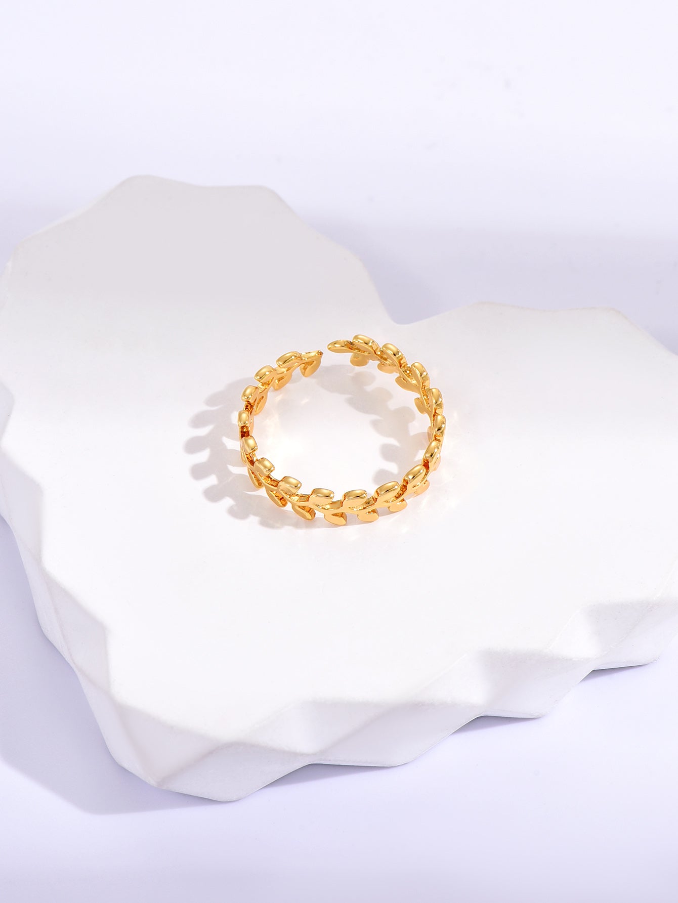 Leaf Design Wrap Cuff Open Ring Adjustable in Gold or Rosegold