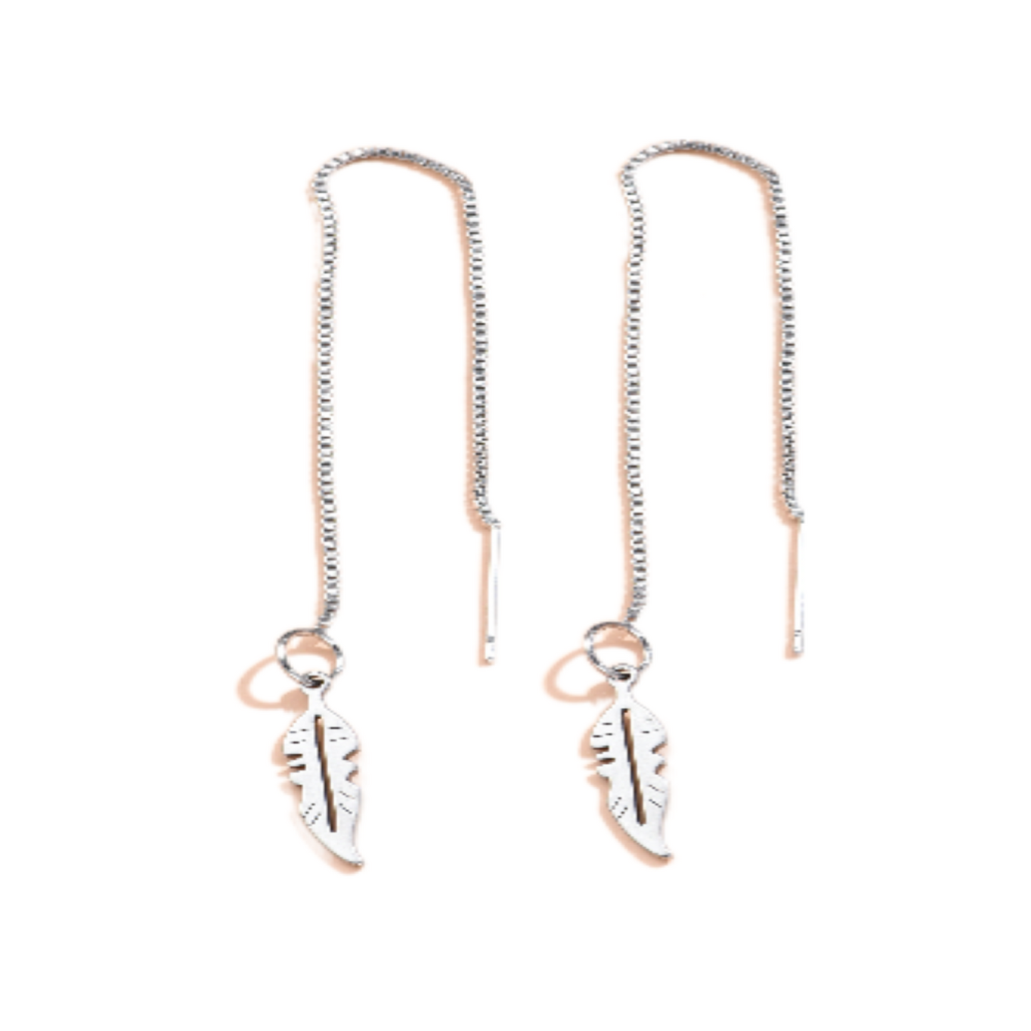 Leaf Threader Drop Dangling Earrings Silver Plated