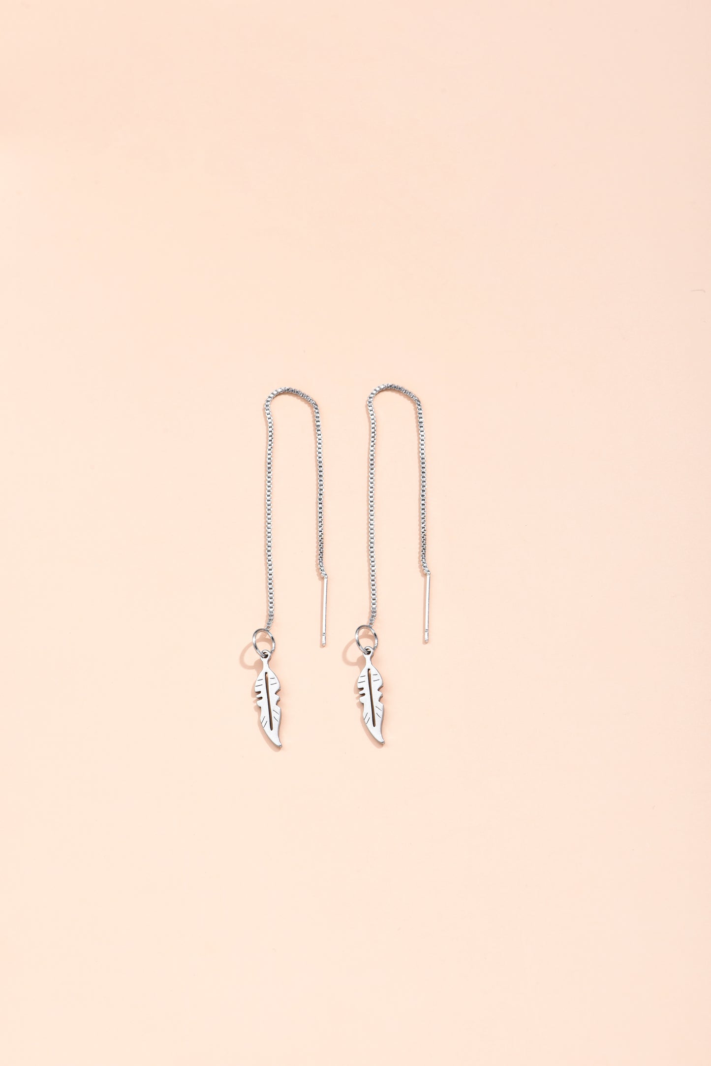 Leaf Threader Drop Dangling Earrings Silver Plated