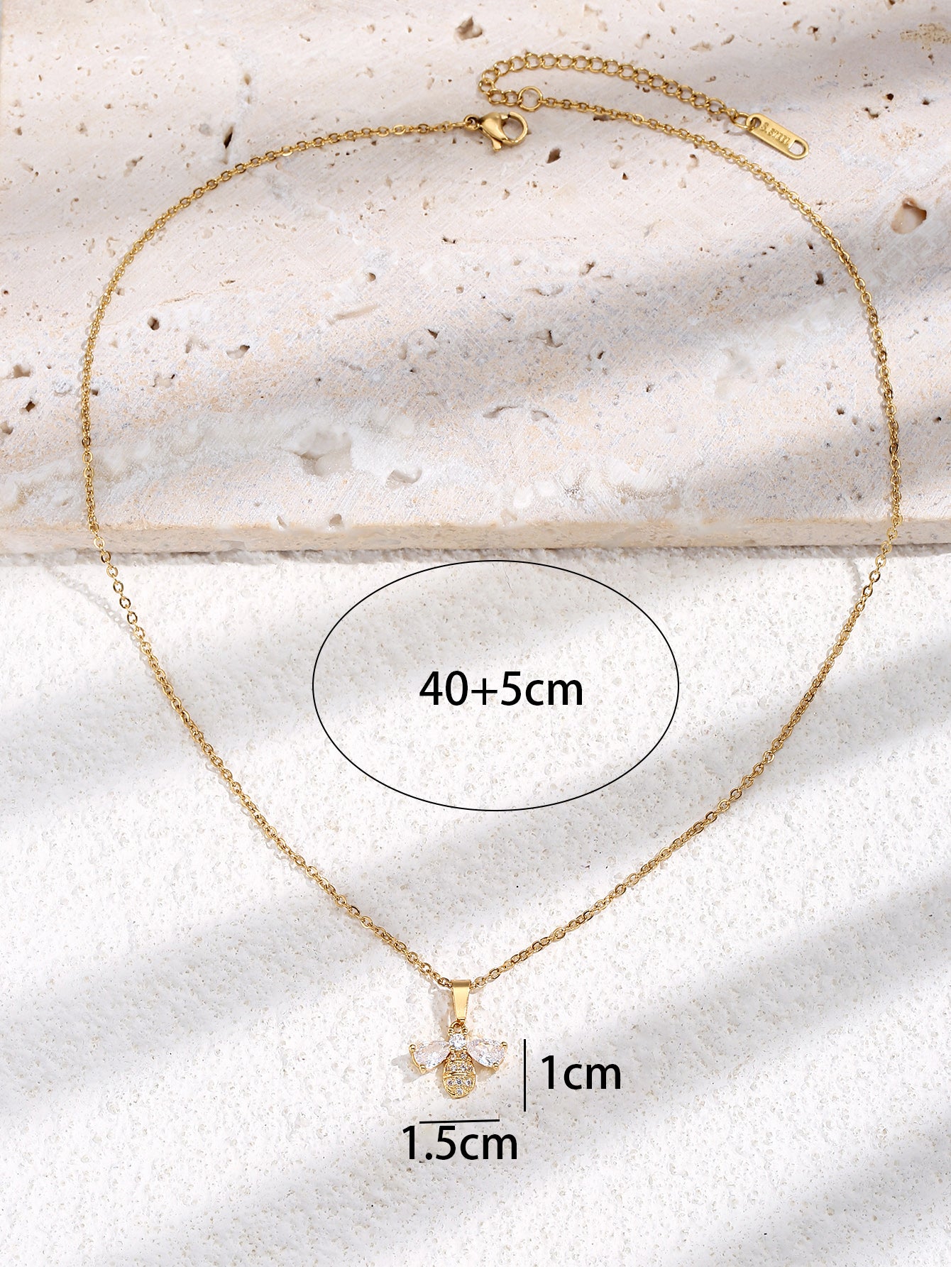Bee Design Zircon Crystal Gold Plated Pendant Necklace
