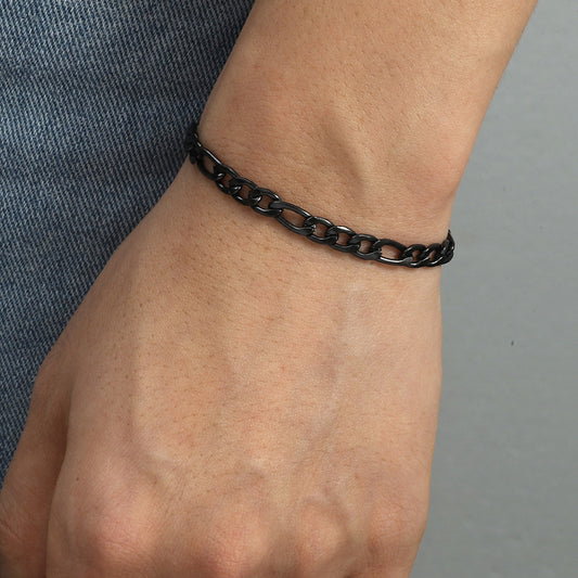 Stainless Steel Gunmetal Black Chunky Chain Links Men Bracelet