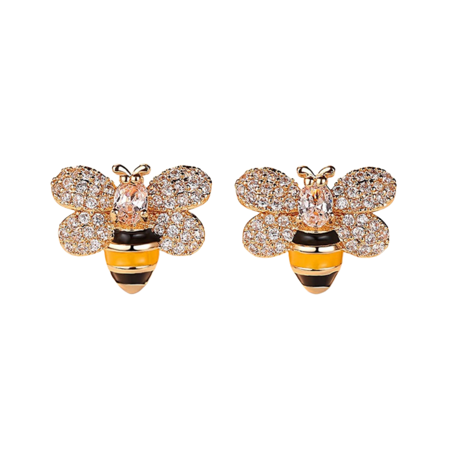 Bee Design Zircon Crystal Stud Earrings