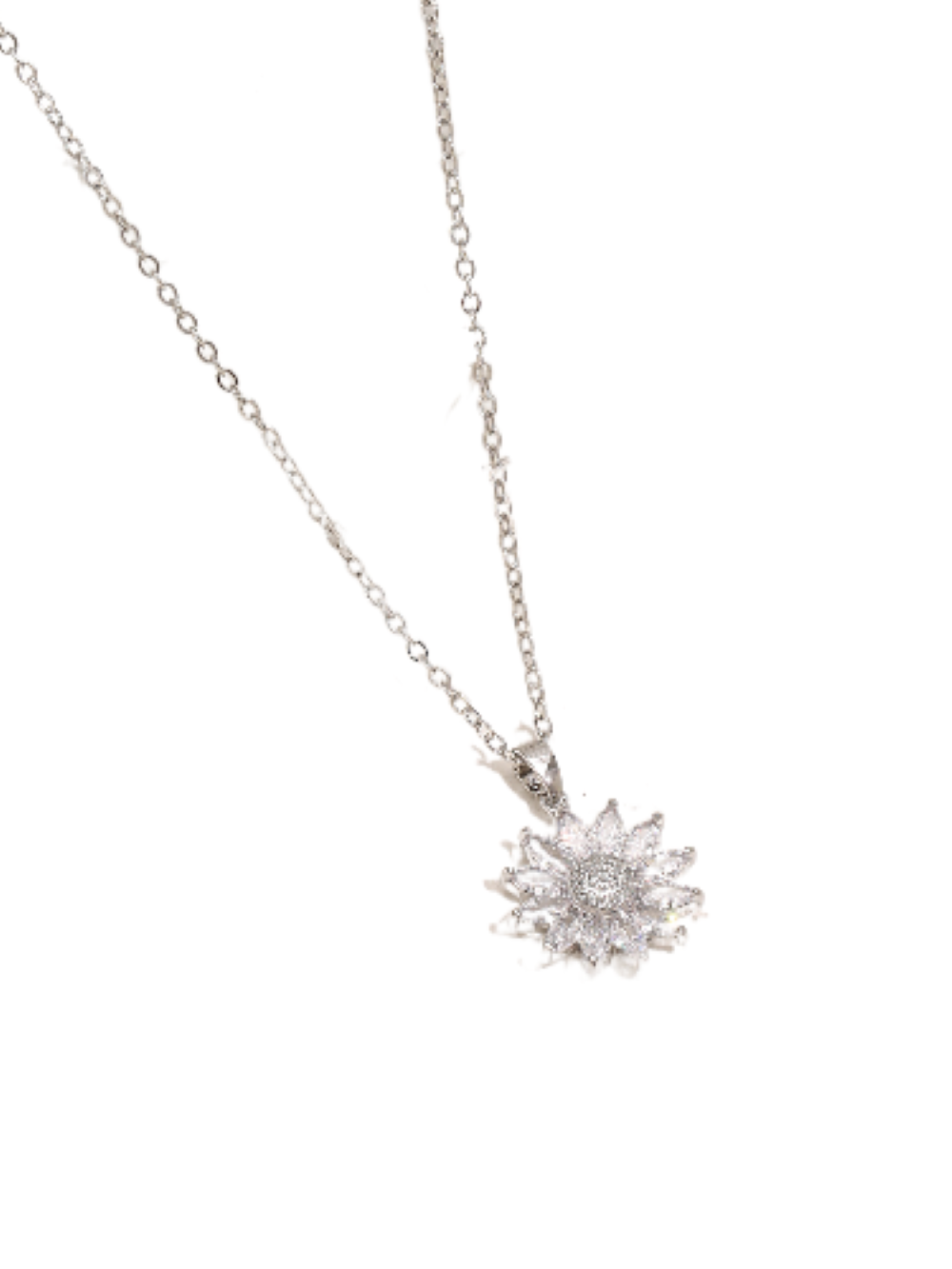 Sunflower Zircon Crystal Silver Plated Pendant Necklace