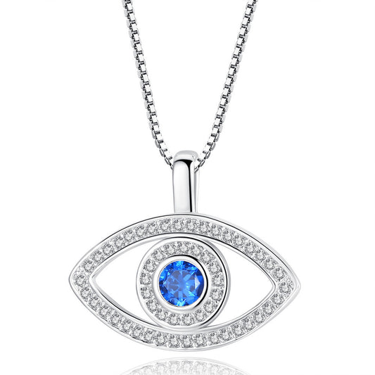 Blue Evil Eye Zircon Crystal Silver or Rosegold Pendant Necklace