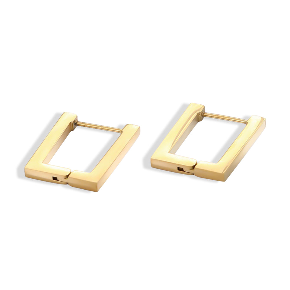 Rectangle Hoop Earrings In Gold or Silver