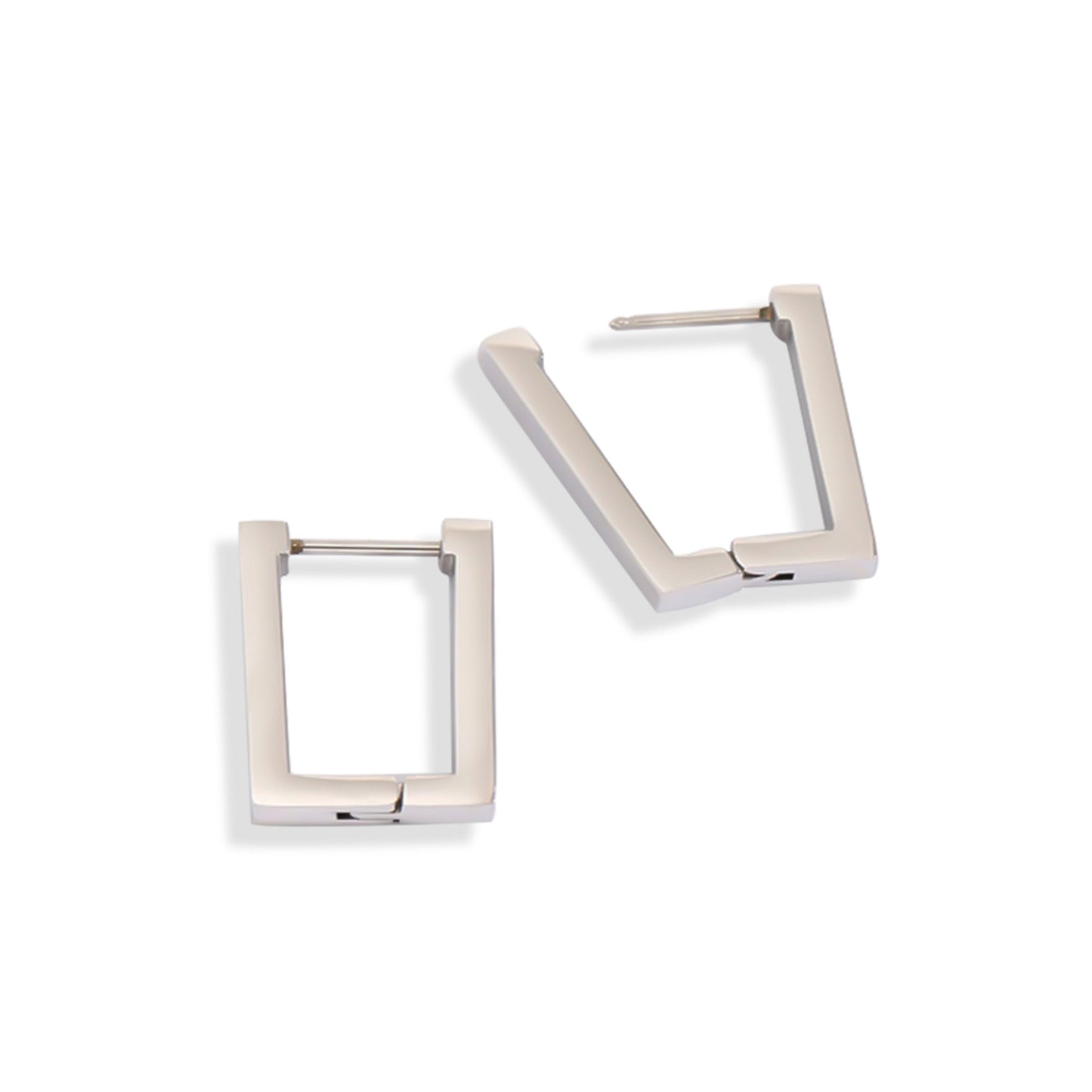 Rectangle Hoop Earrings In Gold or Silver