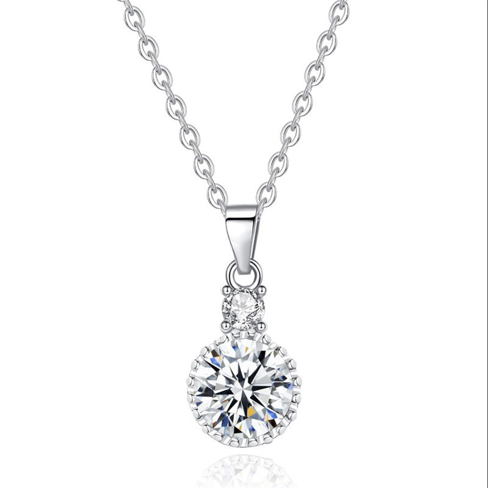 Elegant Sparkling Round Crystal Pendant Necklace and Stud Earrings Set