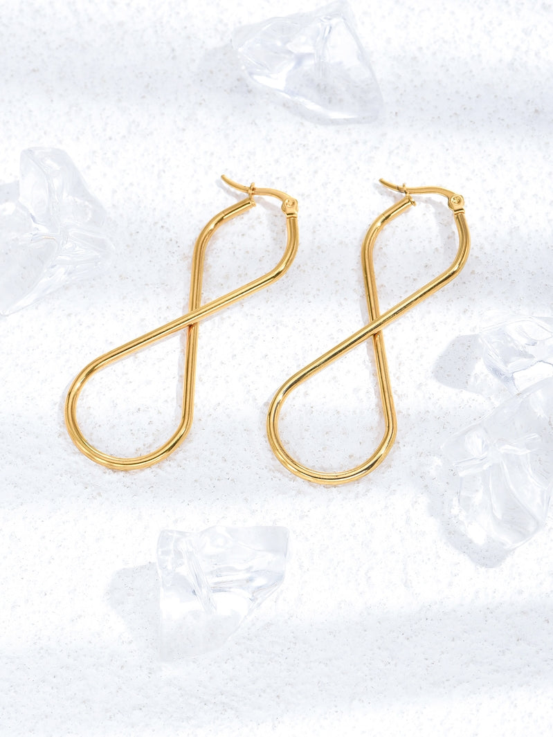 Beautiful Women Gold Tone Infinity Hoop Earrings
