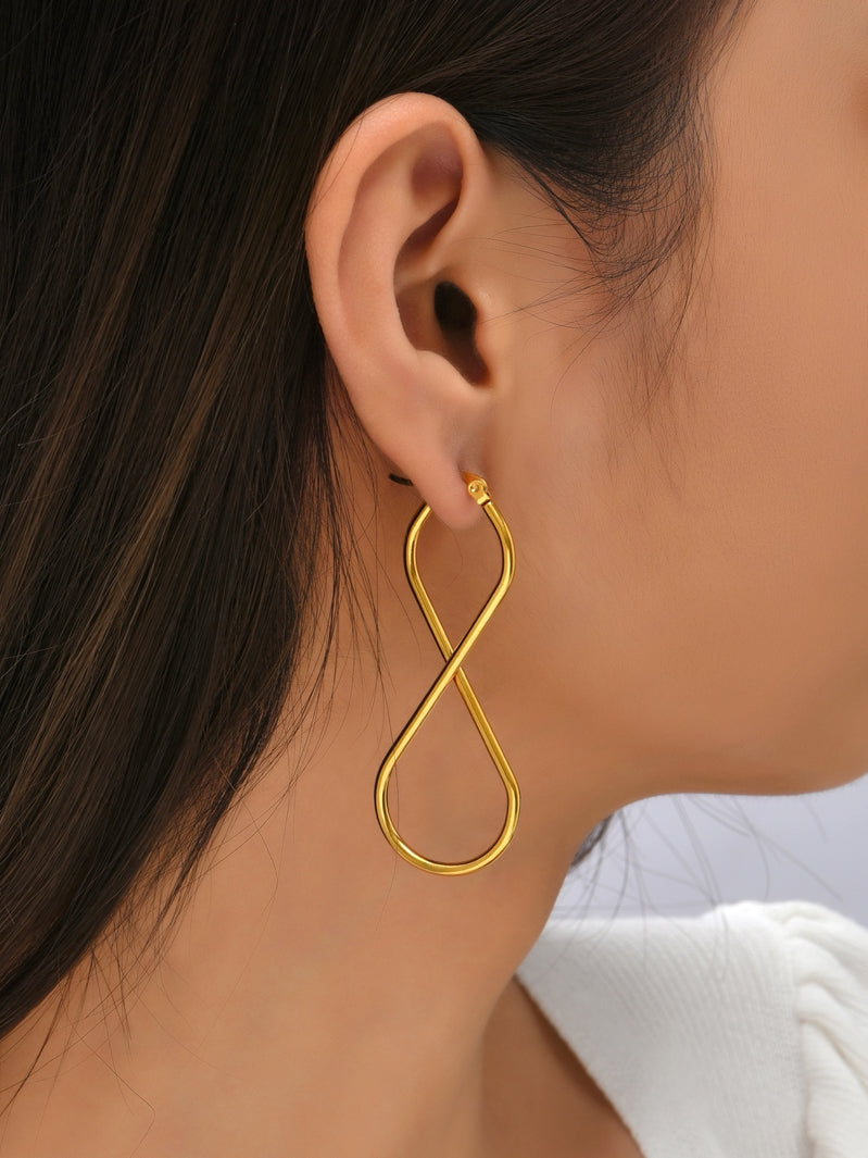 Beautiful Women Gold Tone Infinity Hoop Earrings