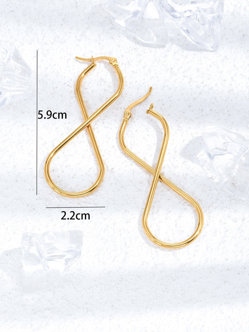 Beautiful Women Gold Tone Infinity Hoop Earrings