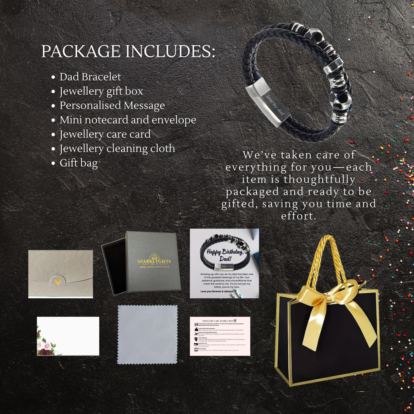 Football Theme Bracelet For Dad Engraved Leather Stainless steel with Personalised Message Card