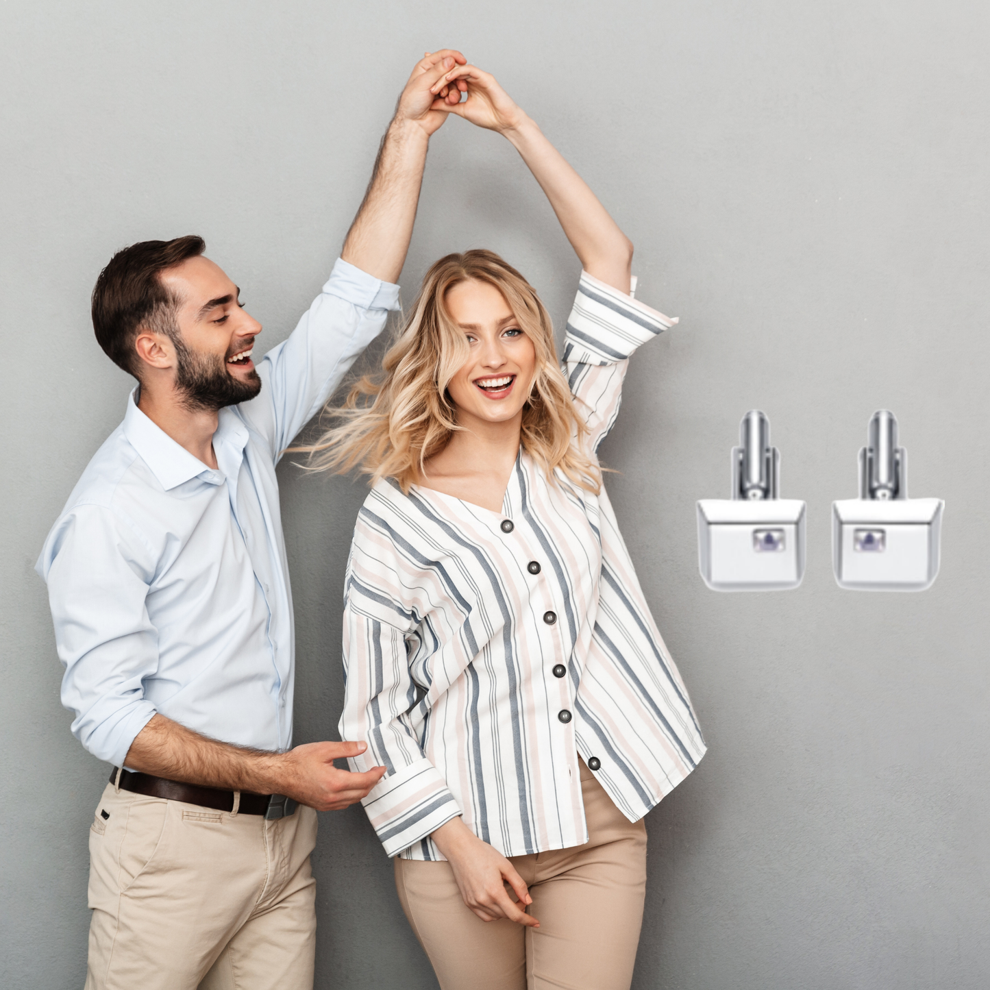 White Gold Plating Square Swarovski Crystal Cufflinks