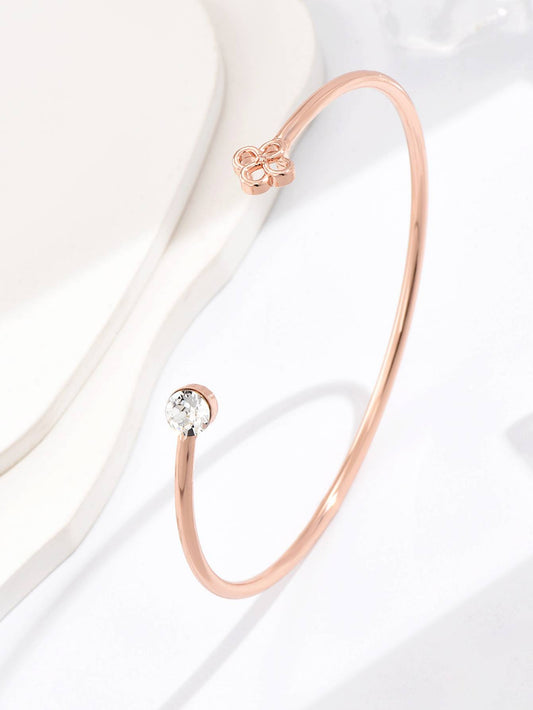 Rose Radiance Cuff Open Bangle with Swarovski Crystal