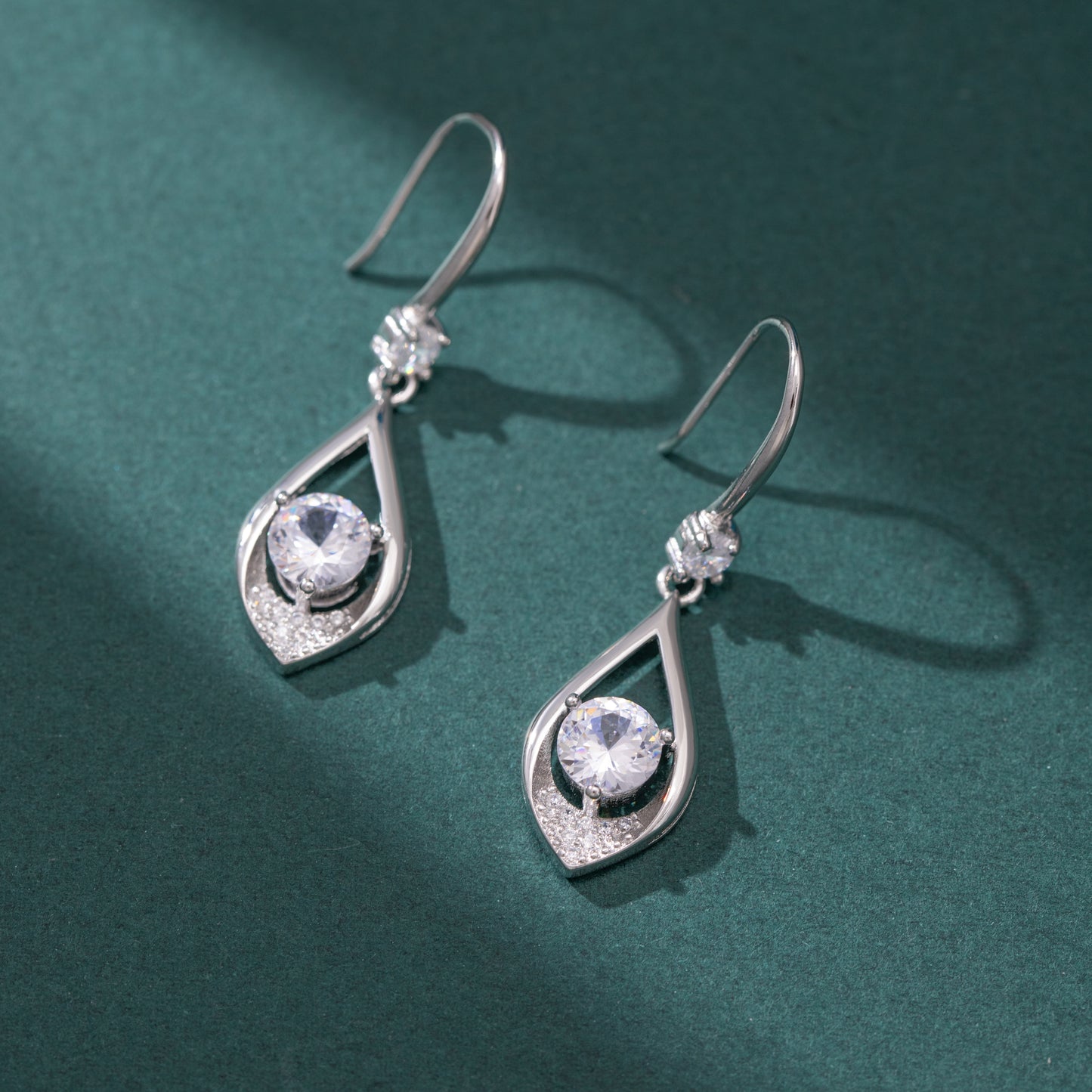 Raindrop Silver Plated Hook Drop Earrings