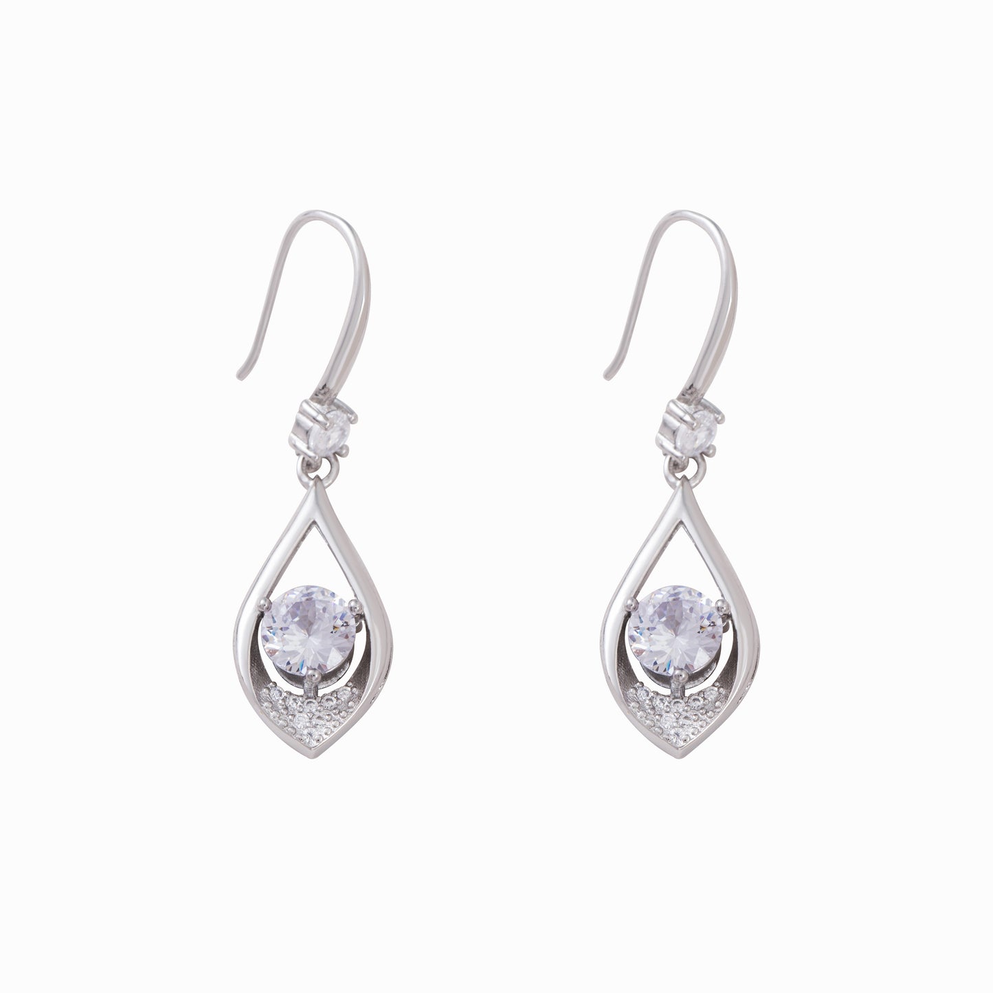 Raindrop Silver Plated Hook Drop Earrings