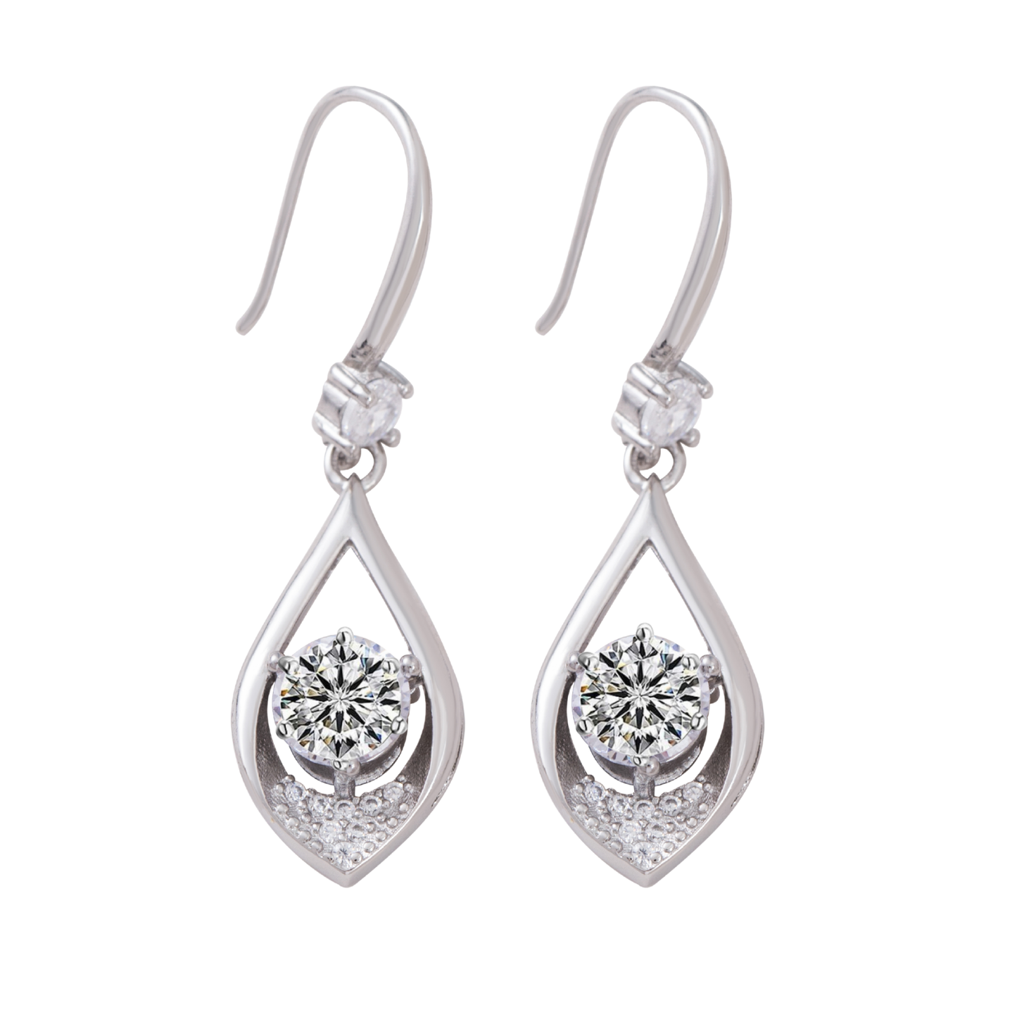 Raindrop Silver Plated Hook Drop Earrings