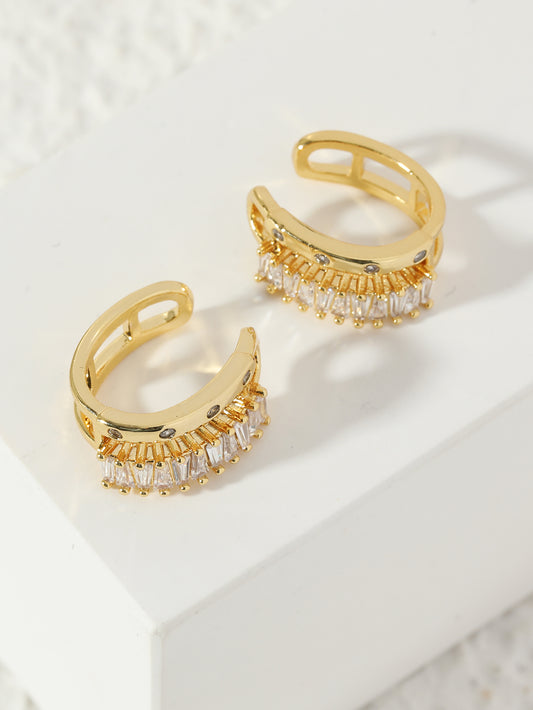 Gold Plated Ear Cuff Earrings with Zirconia