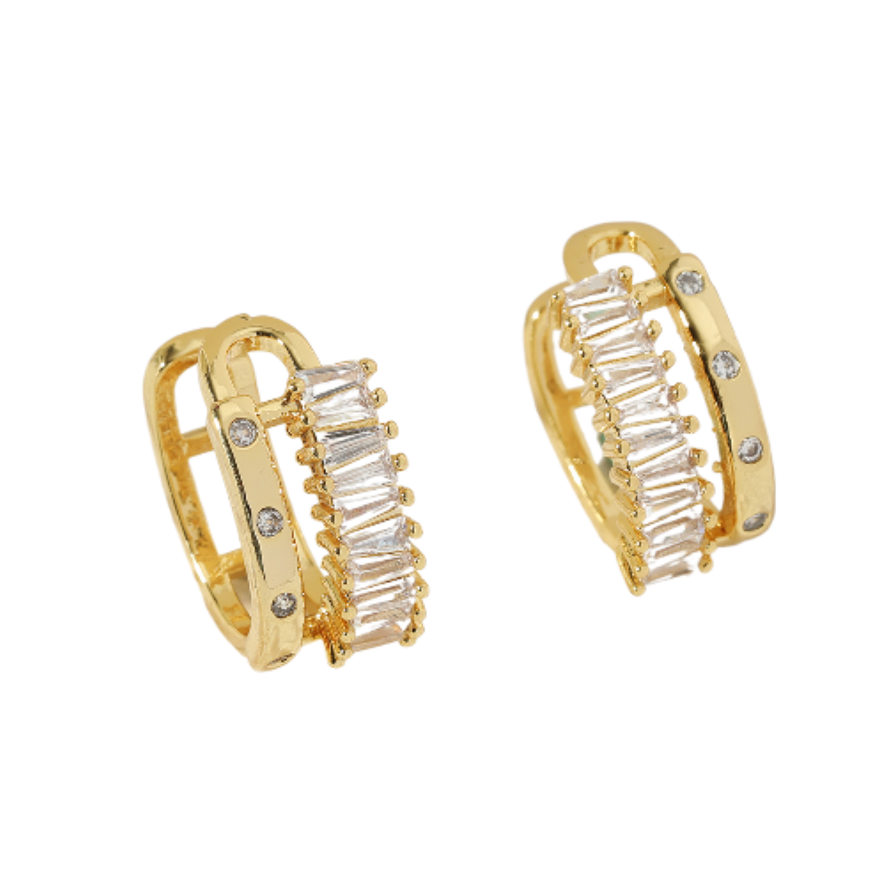 Gold Plated Ear Cuff Earrings with Zirconia